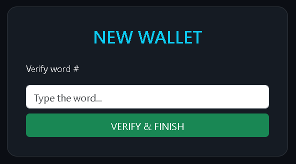 Wallet Generation Step 2